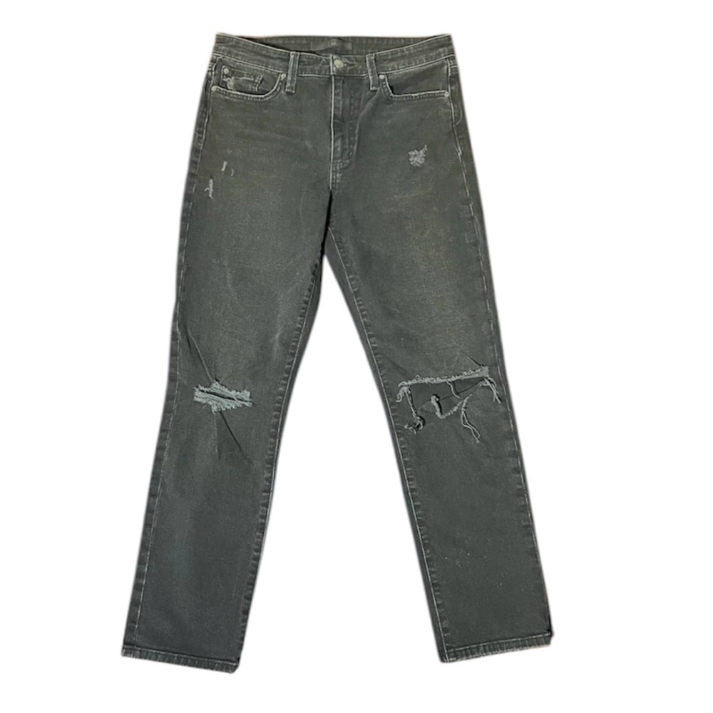JOE’S Jeans The Milla High Rise Straight Leg Black Denim Distressed Size 28